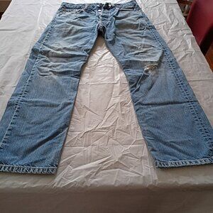 Mens Button Fly Blue Jeans